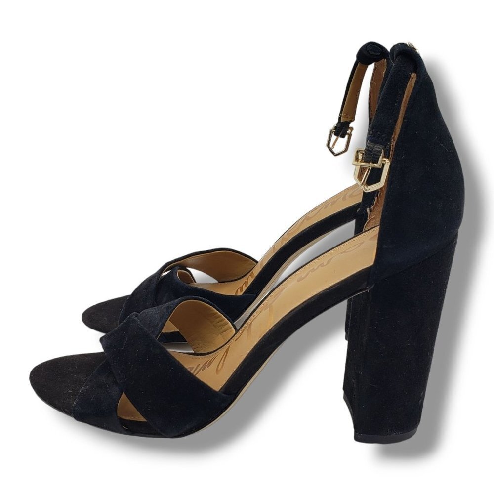 Sam Edelman Yancy Sandals Womens 9 Black Suede‎ Block Heel